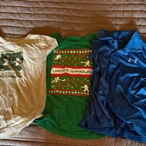 Under Armour Kids' Cream, Green, and Blue Tees